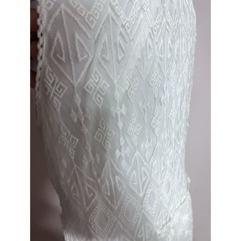 White Lace Long Maxi Dress Sz Large Boho Cottagecore Lined Cotton By Vasna - Picture 10 of 13